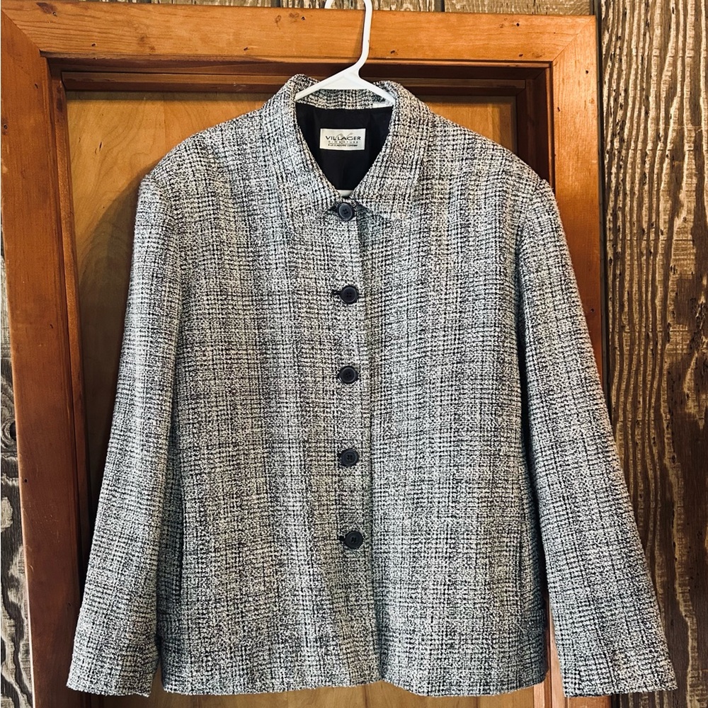 Liz Claiborne Black and White Textured Blazer